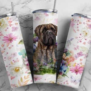 Brindle Bull Mastiff Dog‎ 20oz Tumbler with Straw